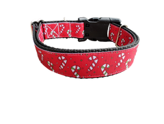 Christmas Candy Canes Nylon Dog Collar