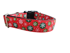 Snowflake Polka Dots Nylon Dog Collar