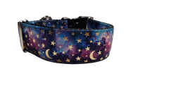 1.5" Wide Purple Stars and Moons Nylon Dog Collar