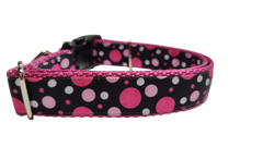 Pink Polka Dots Pattern Nylon Dog Collar