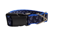 Blue Anchors Nylon Dog Collar