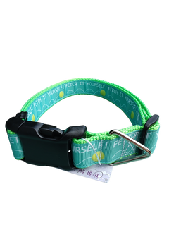 Fetch It Yourself! Neon Green Nylon Dog Collar MD, LG, XL, Leash
