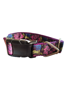 Pink & Blue Flowers Nylon Dog Collar