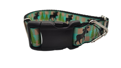 Teal Moose Nylon Dog Collar