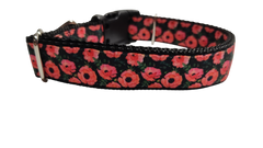 Red Poppy Flowers Nylon Dog Collar