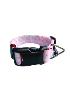 Ice Cream Pink Nylon Dog Collar MD, LG, XL, Leash