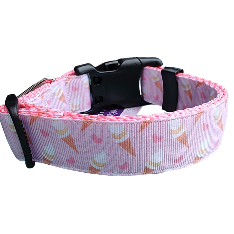 Ice Cream Pink Nylon Dog Collar MD, LG, XL, Leash