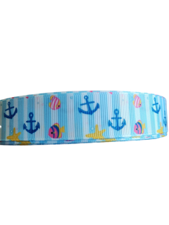 Anchors and Fish Nylon Dog Collar