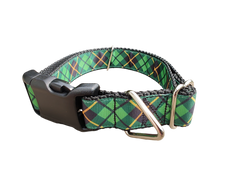 Green and Gold Plaid Nylon Dog Collar
