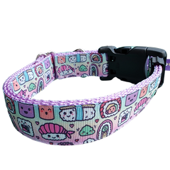 Sushi Friends Lavender Nylon Dog Collar MD, LG, XL, Leash