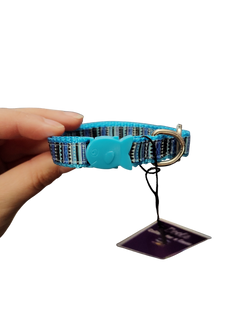 1/2" Blue Stripe Nylon Dog / Cat Collar