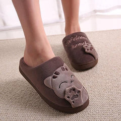 Women Winter Home Fur Slippers Cat Non-Slip Soft Warm House Indoor Bedroom Men Couples Memory Foam Floor Shoes Fluffy Slippers For Women Indoor Warm Furry Bedroom Slippers With Non Slip Outsole